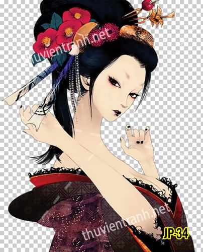 Tranh dán tường hoa cô gái Geisha Nhật Bản-JP-34 - Tranh tường chất lượng cao